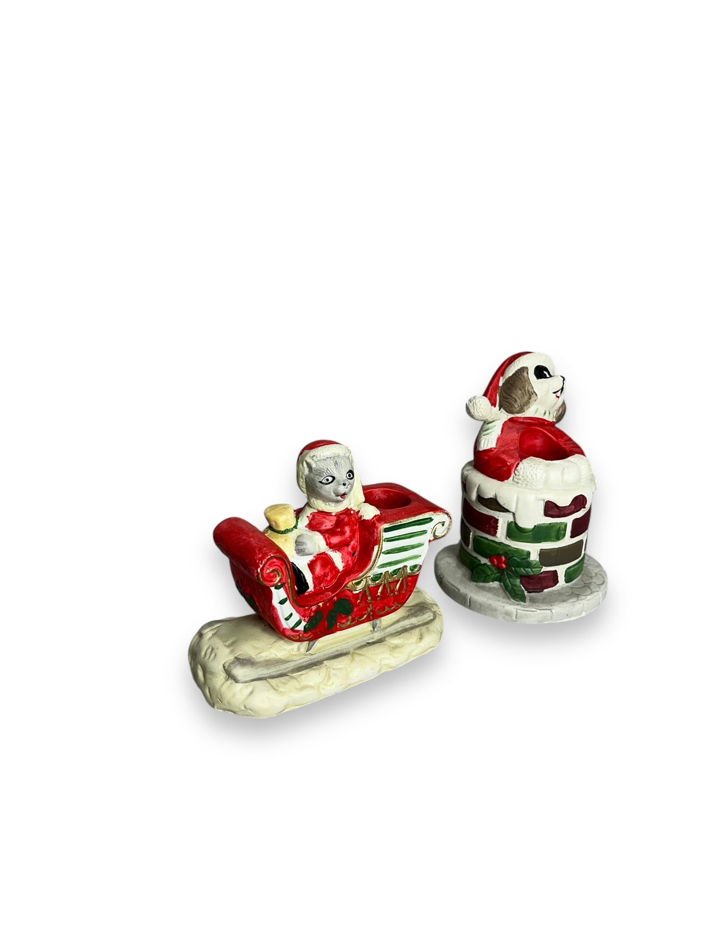 Set Of 2 Xmas Themed Candle Holders