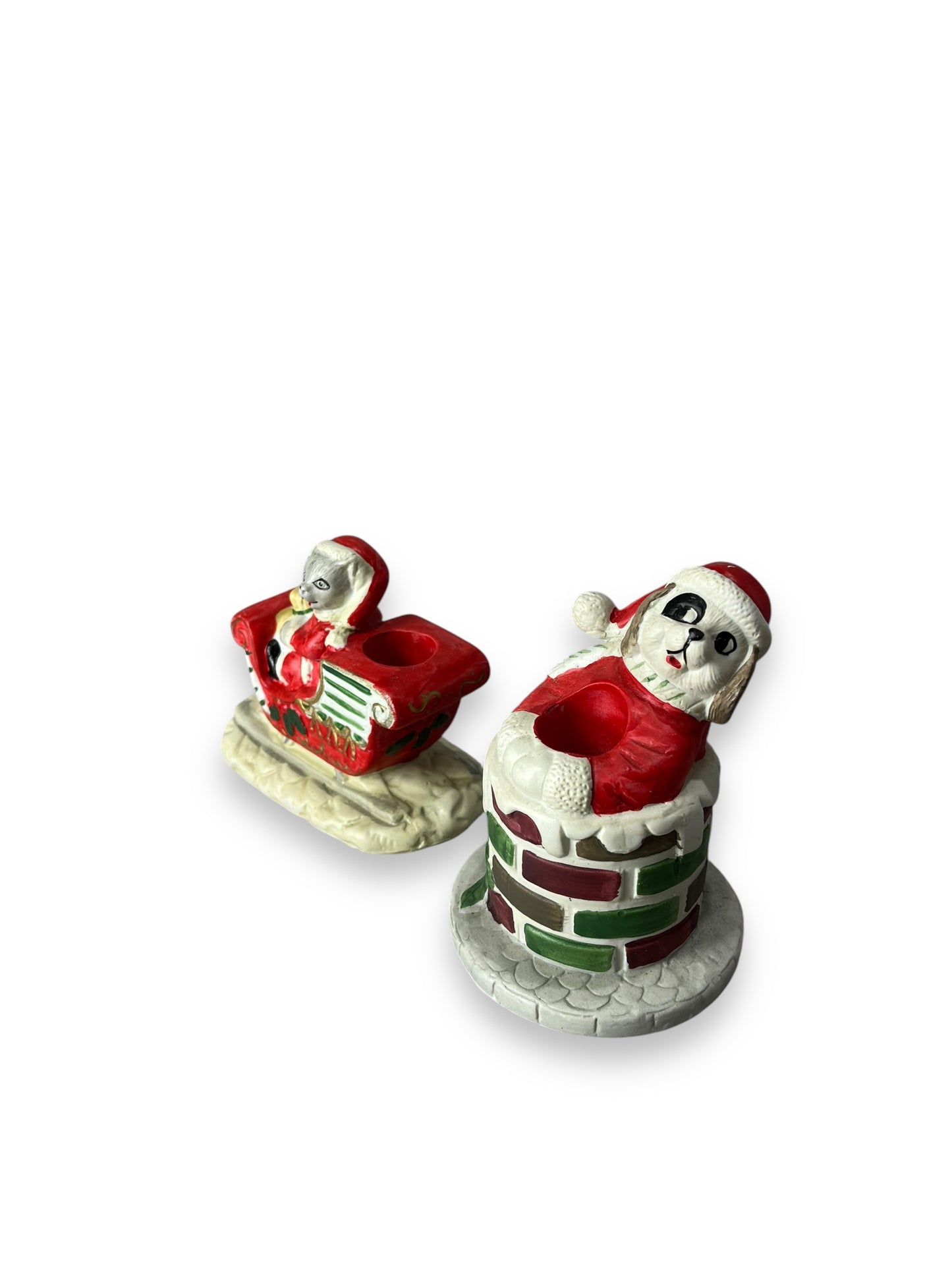 Set Of 2 Xmas Themed Candle Holders