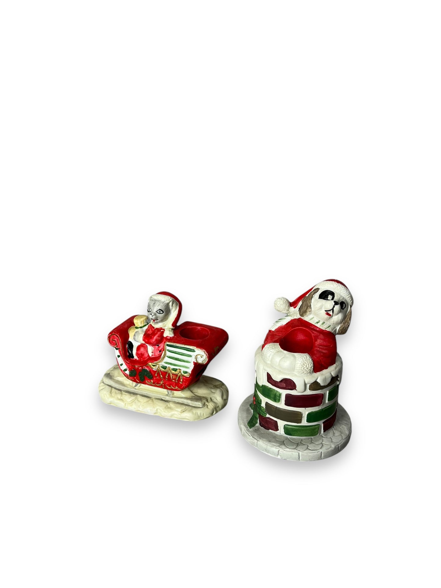 Set Of 2 Xmas Themed Candle Holders